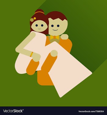 Flat icon with long shadow groom holds his bride vector image