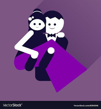 Flat icon with long shadow groom holds his bride vector image