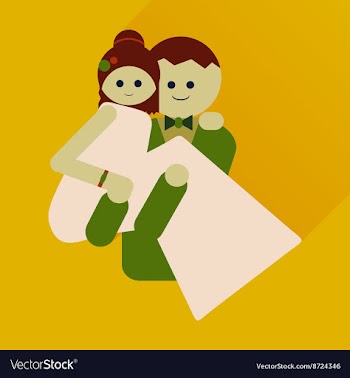 Flat icon with long shadow groom holds his bride vector image