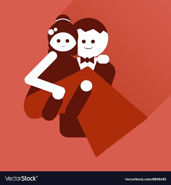 Flat icon with long shadow groom holds his bride vector image