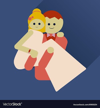 Flat icon with long shadow groom holds his bride vector image