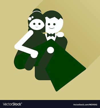 Flat icon with long shadow groom holds his bride vector image