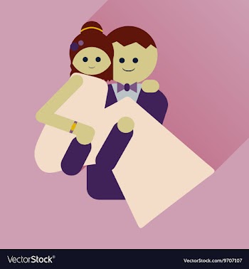 Flat icon with long shadow groom holds his bride vector image