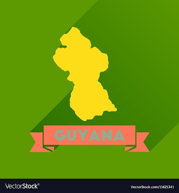 Flat icon with long shadow Guyana map vector image