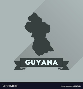 Flat icon with long shadow Guyana map vector image