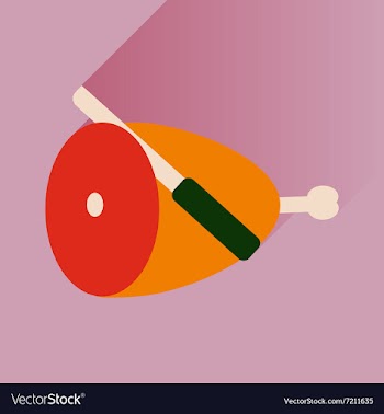 Flat icon with long shadow ham and knife vector image