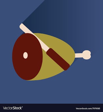 Flat icon with long shadow ham and knife vector image