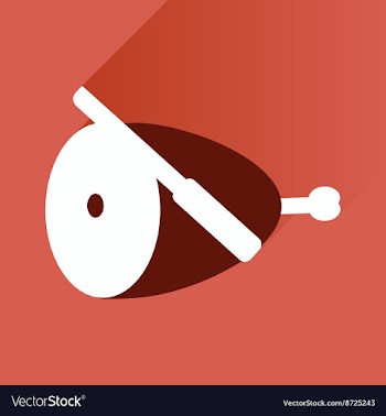 Flat icon with long shadow ham and knife vector image