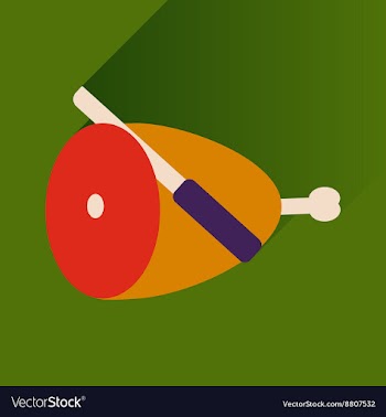 Flat icon with long shadow ham and knife vector image