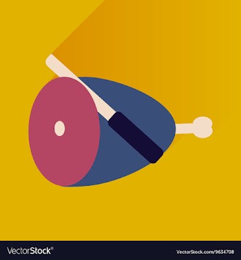 Flat icon with long shadow ham and knife vector image