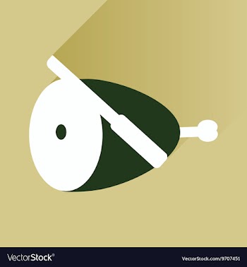 Flat icon with long shadow ham and knife vector image