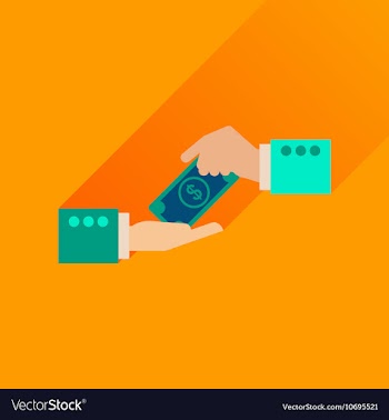 Flat icon with long shadow hands dollar vector image