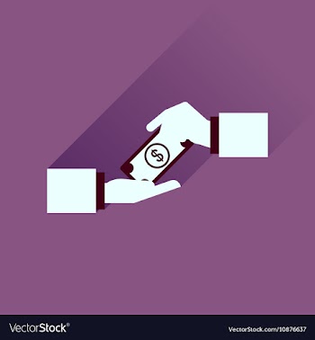 Flat icon with long shadow hands dollar vector image