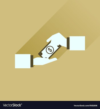 Flat icon with long shadow hands dollar vector image