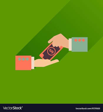 Flat icon with long shadow hands dollar vector image