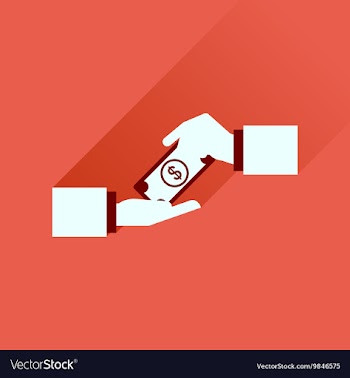 Flat icon with long shadow hands dollar vector image