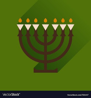 Flat icon with long shadow Hanukkah candleholder vector image