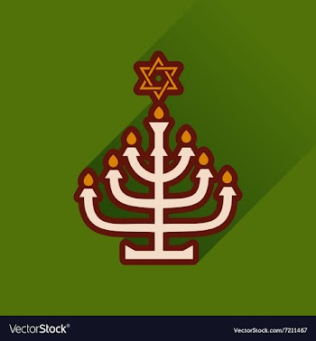 Flat icon with long shadow Hanukkah candleholder vector image