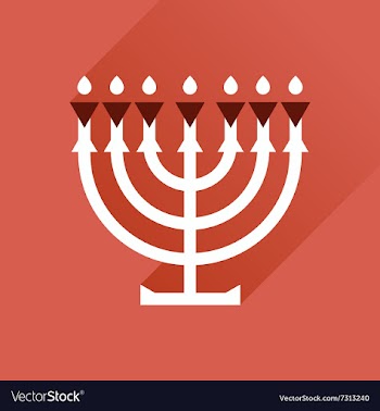 Flat icon with long shadow Hanukkah candleholder vector image