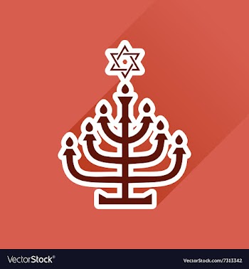 Flat icon with long shadow Hanukkah candleholder vector image