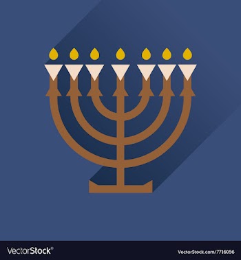 Flat icon with long shadow Hanukkah candleholder vector image