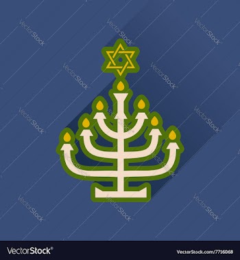 Flat icon with long shadow Hanukkah candleholder vector image