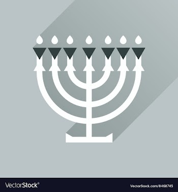 Flat icon with long shadow Hanukkah candleholder vector image