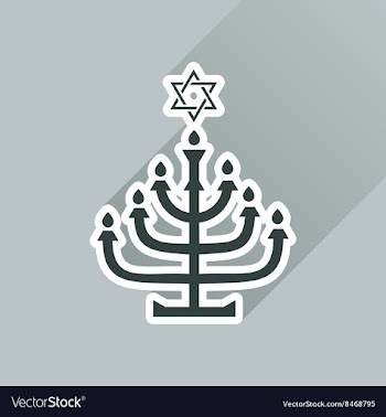 Flat icon with long shadow Hanukkah candleholder vector image