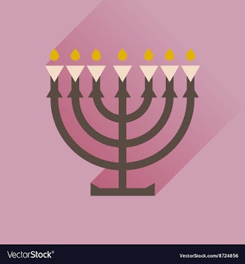 Flat icon with long shadow Hanukkah candleholder vector image
