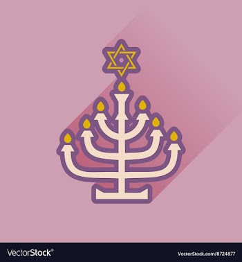 Flat icon with long shadow Hanukkah candleholder vector image