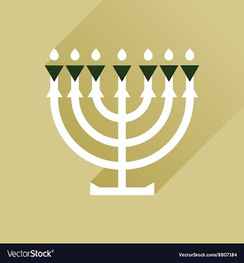 Flat icon with long shadow Hanukkah candleholder vector image