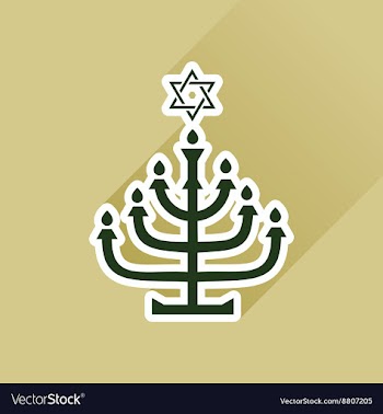 Flat icon with long shadow Hanukkah candleholder vector image