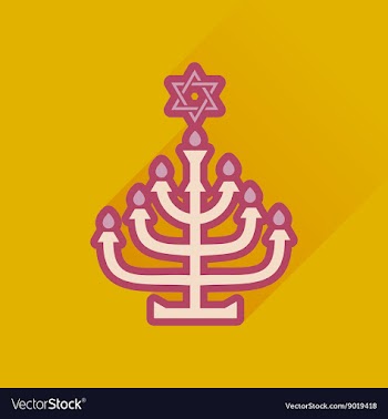 Flat icon with long shadow Hanukkah candleholder vector image