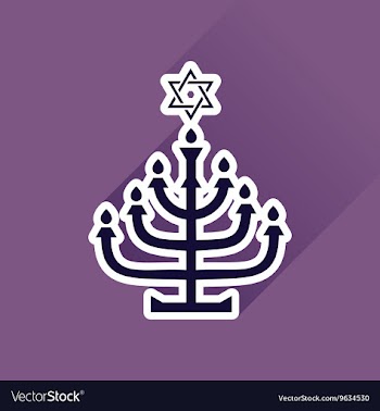 Flat icon with long shadow Hanukkah candleholder vector image