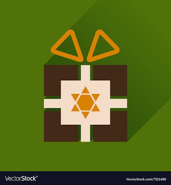 Flat icon with long shadow Hanukkah gift vector image