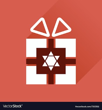 Flat icon with long shadow Hanukkah gift vector image