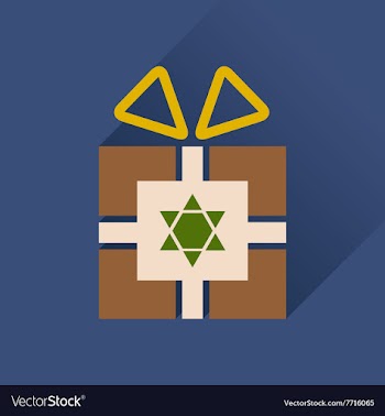 Flat icon with long shadow Hanukkah gift vector image