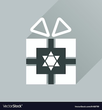 Flat icon with long shadow Hanukkah gift vector image