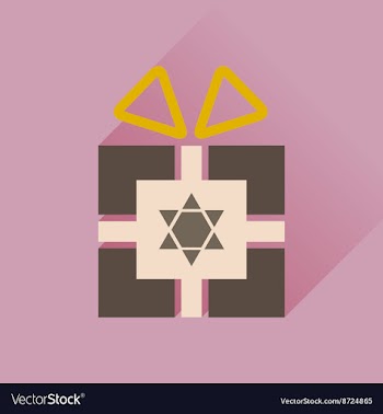 Flat icon with long shadow Hanukkah gift vector image