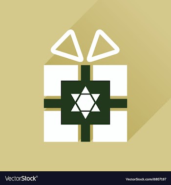 Flat icon with long shadow Hanukkah gift vector image