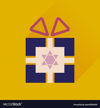 Flat icon with long shadow Hanukkah gift vector image