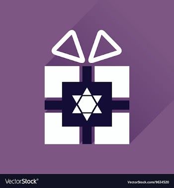 Flat icon with long shadow Hanukkah gift vector image