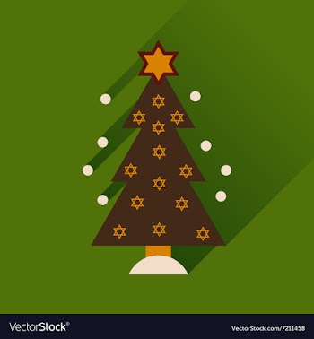 Flat icon with long shadow Hanukkah tree vector image