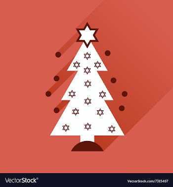 Flat icon with long shadow Hanukkah tree vector image