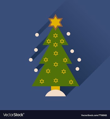 Flat icon with long shadow Hanukkah tree vector image