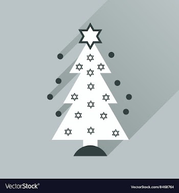 Flat icon with long shadow Hanukkah tree vector image