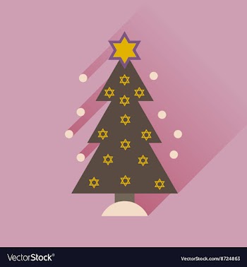 Flat icon with long shadow Hanukkah tree vector image