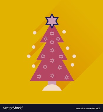 Flat icon with long shadow Hanukkah tree vector image