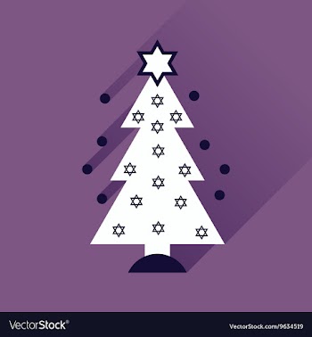 Flat icon with long shadow Hanukkah tree vector image