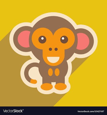 Flat icon with long shadow happy monkey vector image